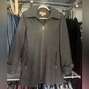 Michael Kors Charcoal Gray Wool-Blend Trench Coat